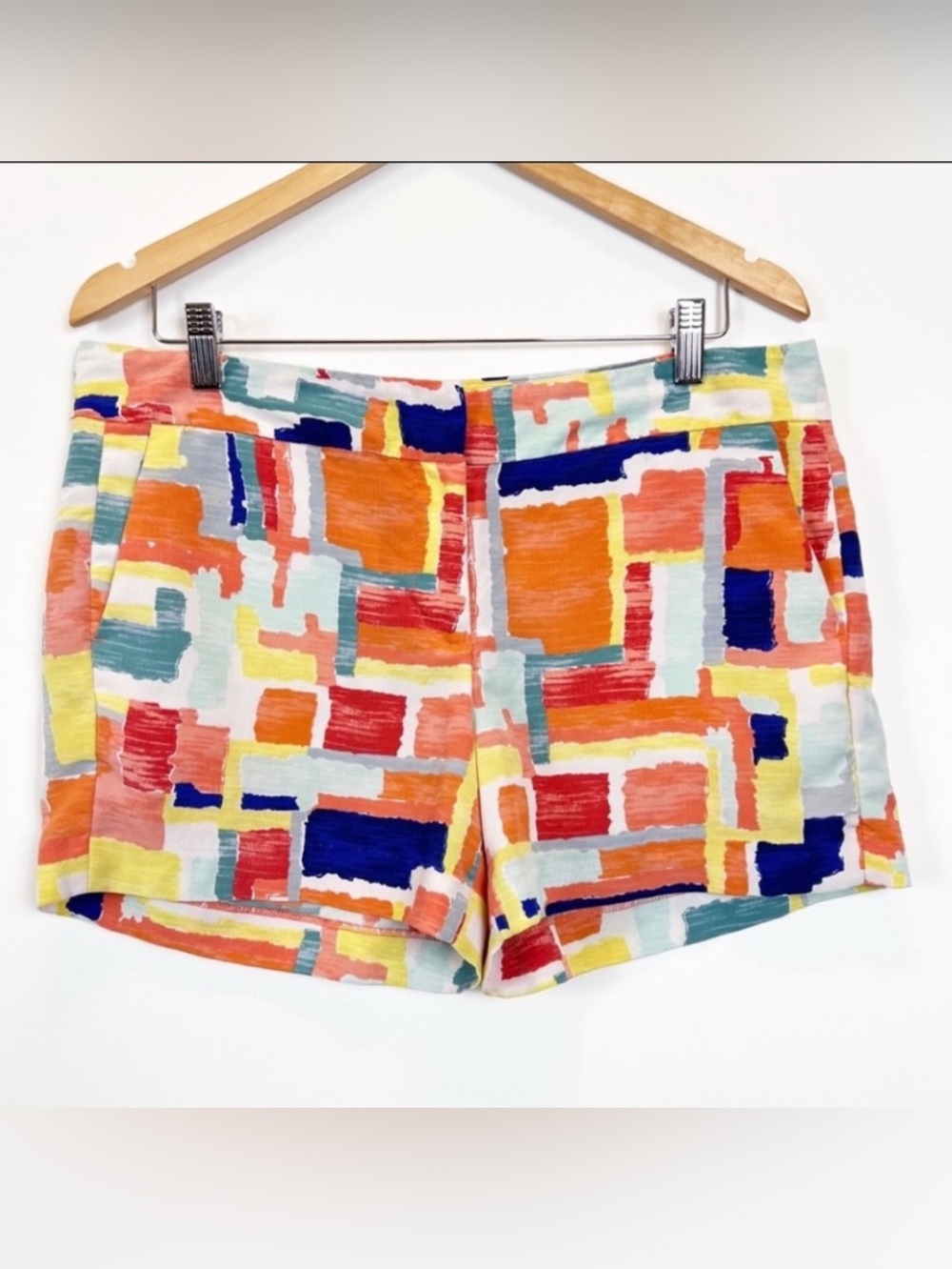 Tommy Hilfiger Multicolor Abstract Block Print Mid Rise Silky Shorts